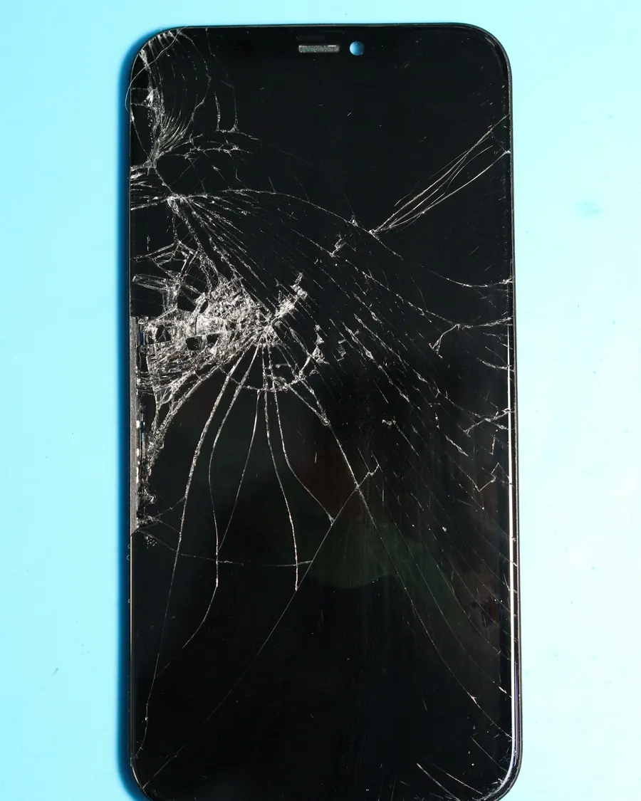 Smartphone with a shattered screen